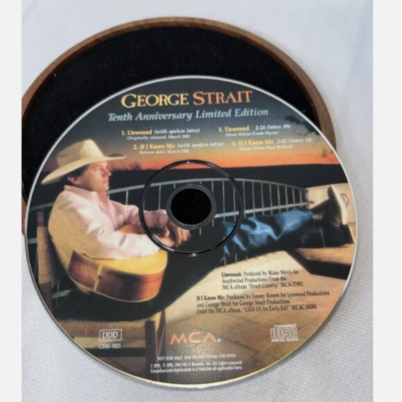 GEORGE STRAIT 1991 RARE COLLECTORS WOODEN CASE W/CD LIMITED 10TH ANNIV. EDITION - Picture 10 of 12